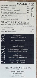 Menu Le Tinto - Les desserts et menus