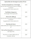 Menu Le Tinto - Les spécilaités