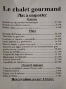 Carte et menu de Chalet Gourmand chez Titou à Uvernet Fours — Exemple de menu