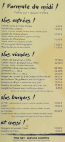 Carte et menu de Creperie La Patinoire à Uvernet Fours — Les entrées, viandes et burgers,...