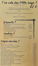 Carte et menu de Creperie La Patinoire à Uvernet Fours — Les desserts, gaufres et crepes sucrées