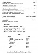 Menu L'artichouette - Les pizzas, paninis et crêpes
