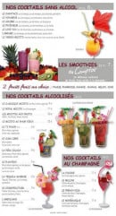 Menu Le Comptoir - Les cocktails et smoothies