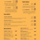 Menu Le barjoc - Les tartines, salades et desserts