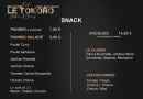 Menu Le Tokoro - Les snacks
