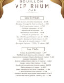 Menu Vip  Rhum - Les entrées et plats
