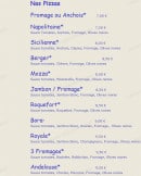 Menu Le Chalet - Les pizzas