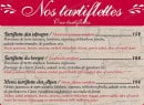 Menu Le Gavroche - Les tartiflettes 