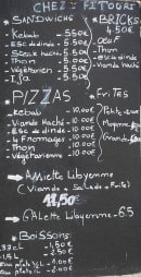 Menu Chez Fitouri - Les sandwiches, pizzas, bricks...