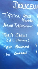 Menu La chaise longue - Les desserts