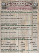 Menu Chez Francis - Spécialités de montagne fondues et raclette