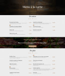 Menu Le Rendez-Vous - Le menu à la carte