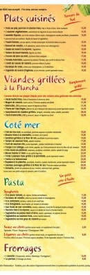 Menu Casa Nissa - Les plats cuisinés, viandes grillés, côté mer...