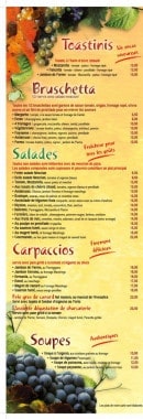 Menu Casa Nissa - Les toastinis, bruschettas, salades...