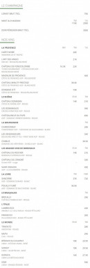 Menu Di Yar - Les champagnes et vins