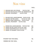 Menu Dõna - Les vins