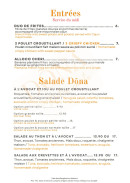 Menu Dõna - Les entrées et salades