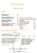 Menu Dõna - Les boissons sans alcool