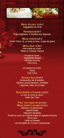 Menu Indian Lounge - Les menus
