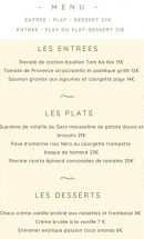 Menu L'Alchimie - Les menus