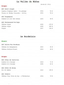 Menu L'eau de vie - Les vins page 6