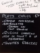 Menu L'Entre Nous - La formule midi express et plats chauds