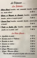 Menu L'Entre Nous - Les salades et plats chauds