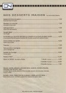 Menu Le Café de Nice - Les desserts