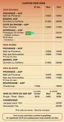 Menu Le Dragon d'or - Carte des vins