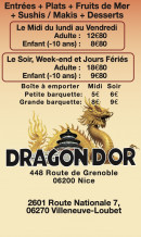 Menu Le Dragon d'or - Les menus