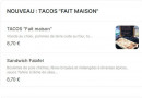 Menu Le Findi - Les tacos