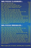 Menu Planet pizza - Pizzas classiques, pizzas originales
