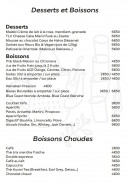 Menu Yafo - Les desserts et boissons