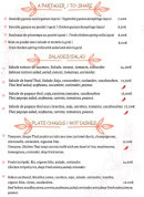 Carte et menu de Kinsue, Art of Street Food à Grasse — Les salades , plats chaudes et à partager