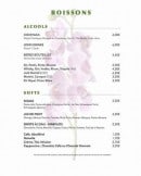 Menu Only Vous - Les alcools et softs