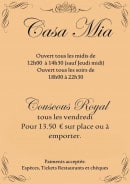 Menu Casa Mia - Carte et menu de Casa Mia à Juan les Pins