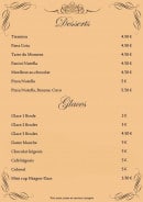 Menu Casa Mia - Les desserts et glaces