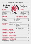 Menu Le Crystal - Les plats à emporter 