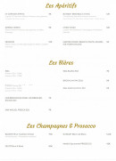 Menu Madame bleue - les apéritifs, bières et champagnes