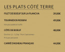 Menu La Brocherie - La carte plats coté terre