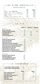 Menu Lagon - Les king cocktails, vins et champagnes