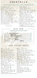 Menu Lagon - Les cocktails et classiques