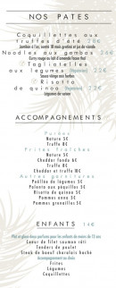 Menu Lagon - Les pates, accompagnements et menu enfant