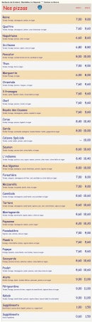 Menu Pizza François - les pizzas