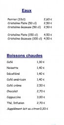 Menu La Baleine Joyeuse - Eaux et boissons chaudes