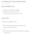 Menu la trinquette - la trinquette des montagnes