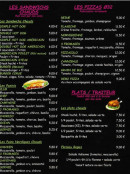 Menu Le grain de blé - Les sandwichs chauds, pizzas et plats