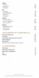 Menu Vidaa Le Moulin de Mougins - Les vodka, gin, ...