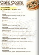 Menu Café Coste - Les pizzas 