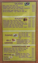 Menu Esco-Bar - Les salades, burgers, paninis et sandwiches